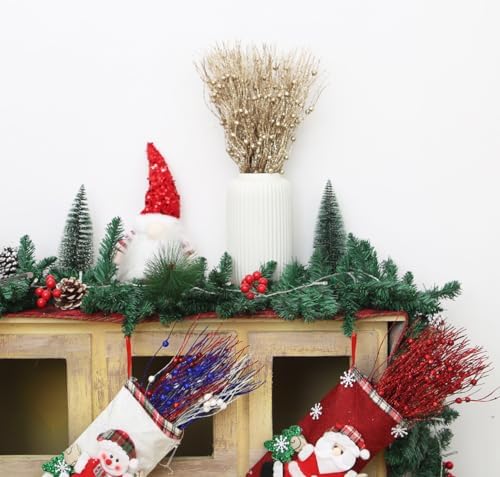 18 Pack Glitter Berry Stem Christmas Decor