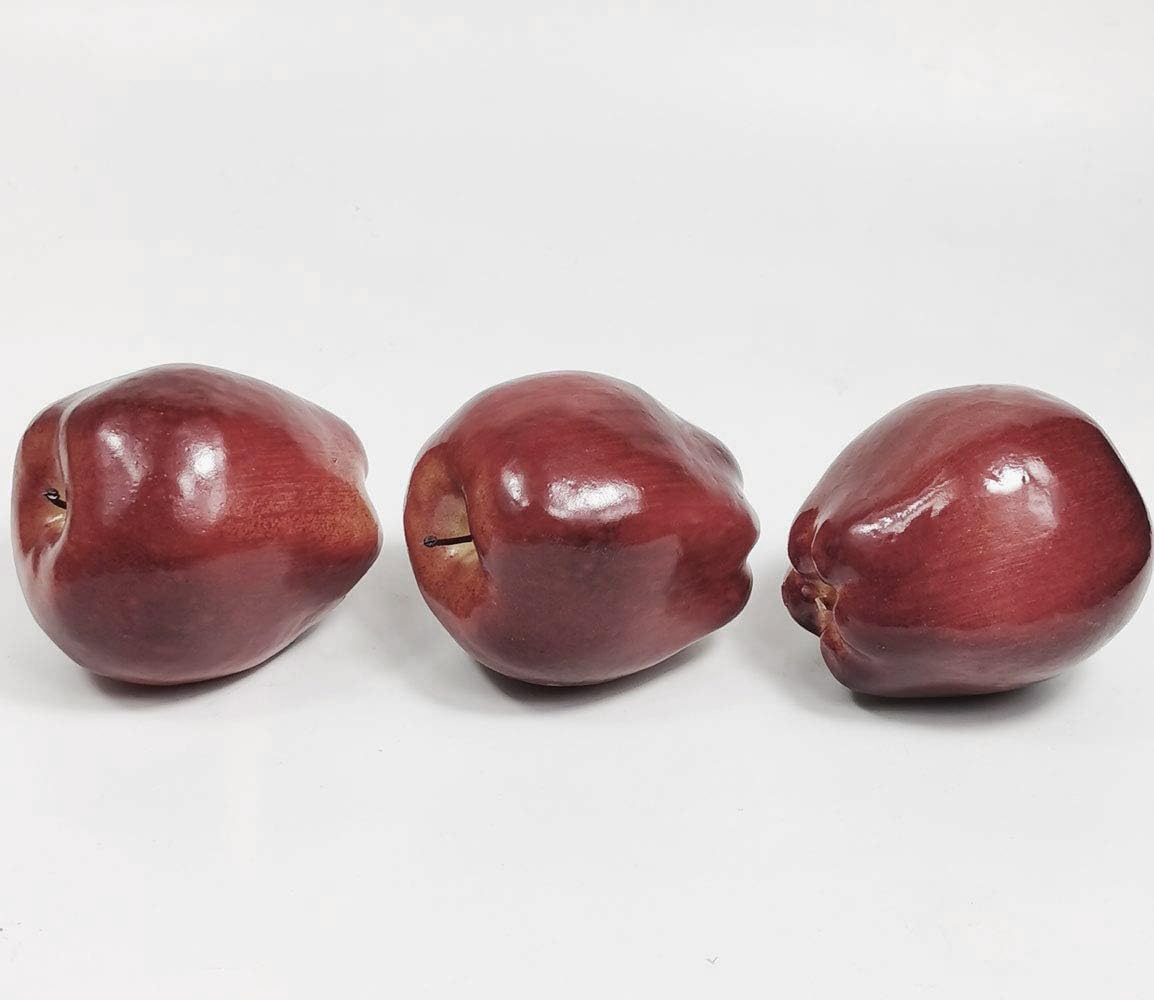 12Pcs Dark Red Artificial Apples for Home Kitchen Decoration