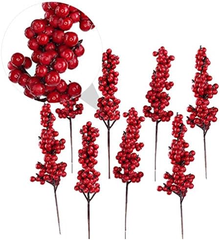 SUPVOX Red Fruit Artificial Berry Branches for Christmas Decorations