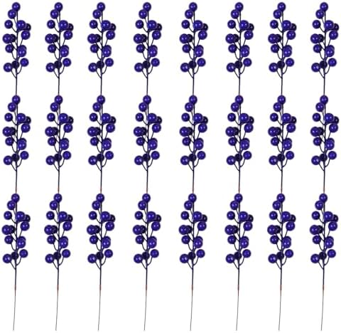 Artificial Purple Blue Berries Stems 24pcs Christmas Decor