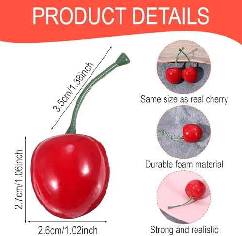 60Pcs Realistic Artificial Cherry Decorations