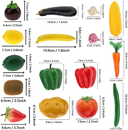 16 Pcs Realistic Plastic Fake Vegetables and Fruit Set