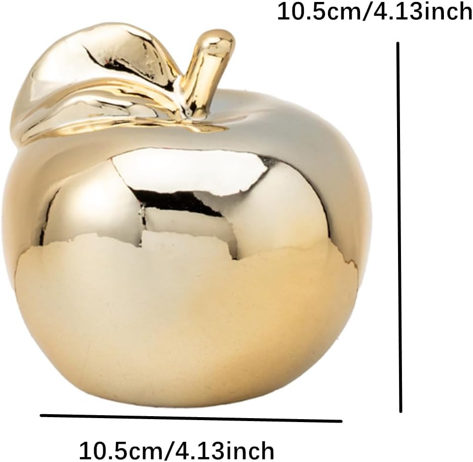 6 Inch Golden Ceramic Apple Decor Sculpture
