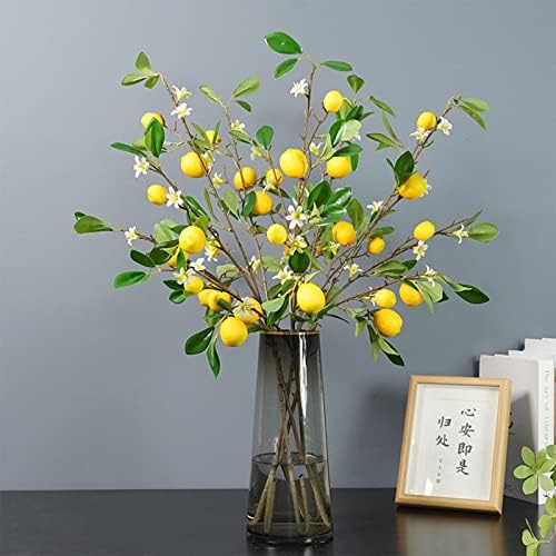 3Pcs Artificial Lemon Tree Branches for Vase Decor