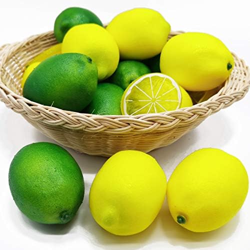 RONYOUNG 30PCS Faux Yellow Lemons Artificial Fruit Decor