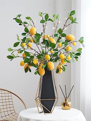 3Pcs Artificial Lemon Tree Branches for Vase Decor