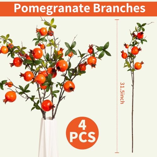 4Pcs 315 Inch Artificial Pomegranate Branches