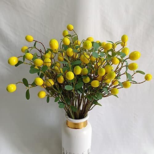 6Pack Artificial Lemon Branches Vivid Yellow Home Decor