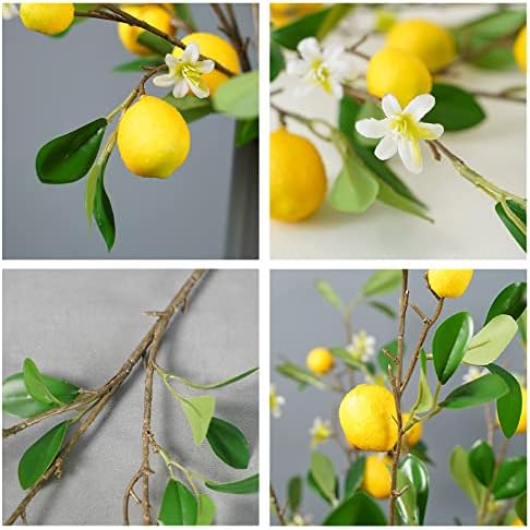3Pcs Artificial Lemon Tree Branches for Vase Decor