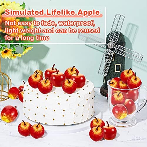 Dingion 16 PCS Artificial Red Apple Decorations