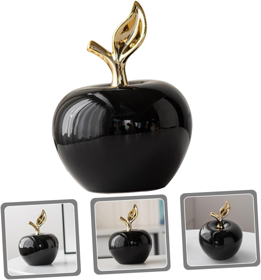 Lifelike Small Ceramic Apple Figurine for Home Office Decor