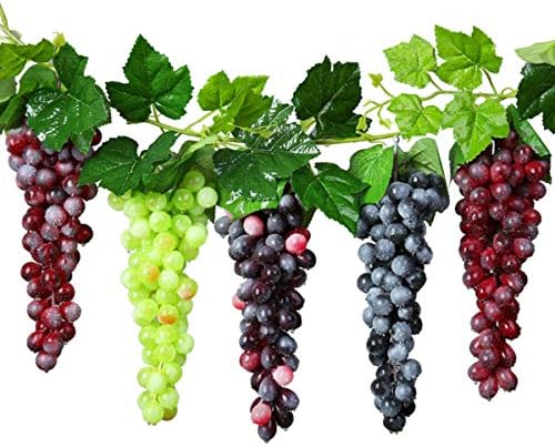 Mangdunt 5 Bunches Artificial Grapes with Vines