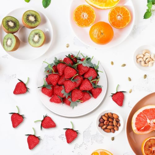 Healifty Realistic Artificial Strawberries 50pcs DIY Decoration