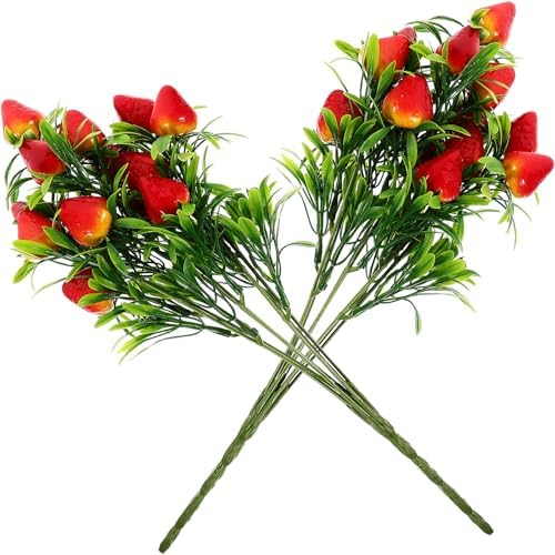 MAGICLULU 2pcs Artificial Strawberry Plants for Home Wedding Decor