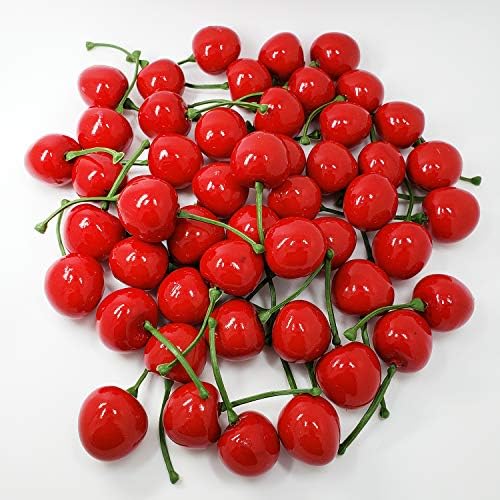 50Pcs Red Artificial Cherries for Decor and Crafting