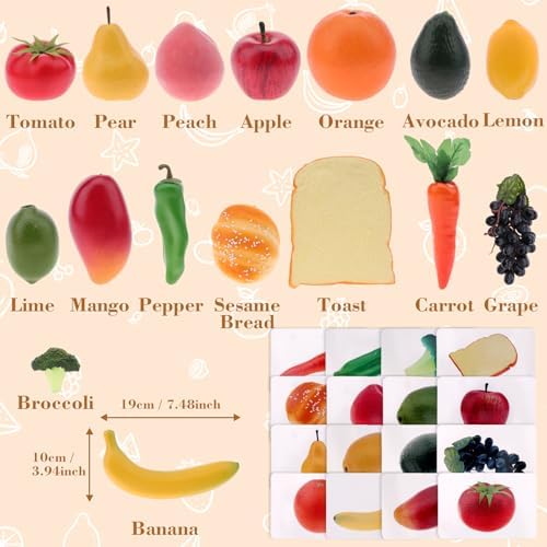 Gresorth 32pcs Play Food with Matching Cards Toy Set