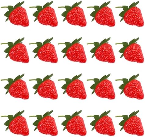 20 Piece Fake Red Strawberries for Decor and Display