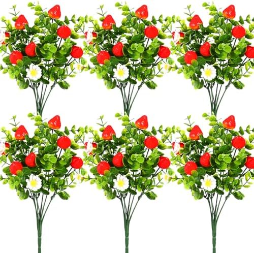 Tigeen 6 Pack Artificial Strawberry Decorations