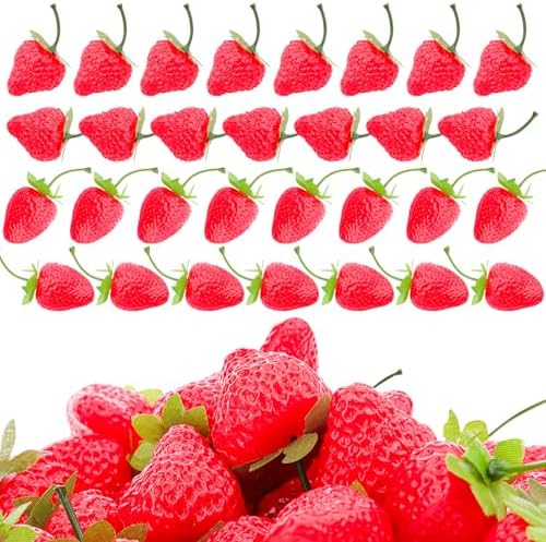 30 PCS Plastic Artificial Strawberries Realistic Decorations