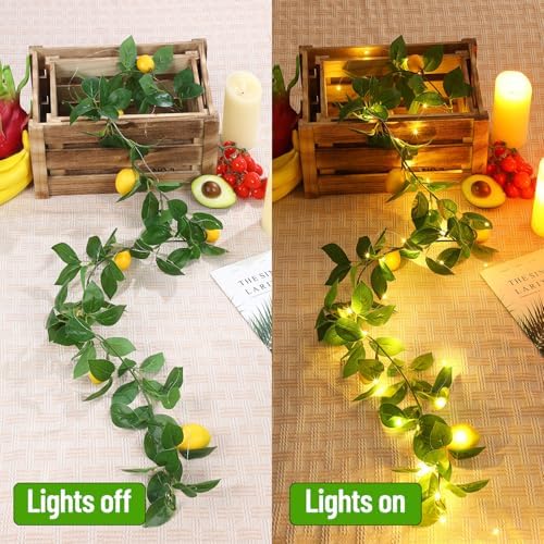 3 Pcs Artificial Lemon Garland with Battery Light