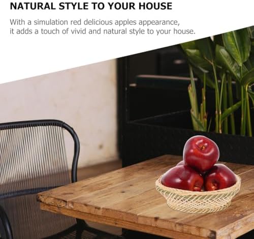HOMSFOU 6pcs Artificial Red Apples for Decoration