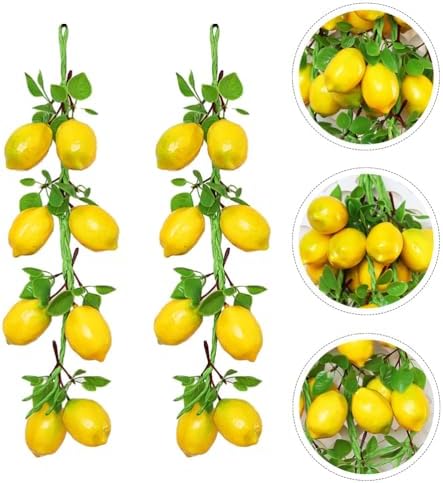 NUOBESTY 2pcs Artificial Lemon Branches Garland Decor