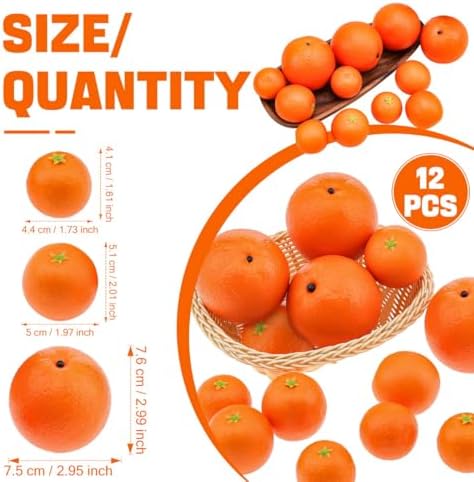 Woration Realistic Artificial Orange Decor Set 12PCS