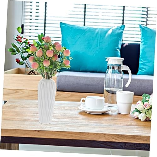 Artificial Peach Branches Vase Decor Set