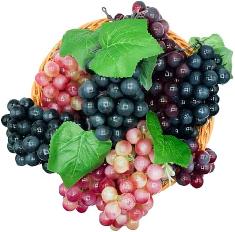 Featuman 3 Bunches Artificial Grapes 7 Inch Decorative Fruit