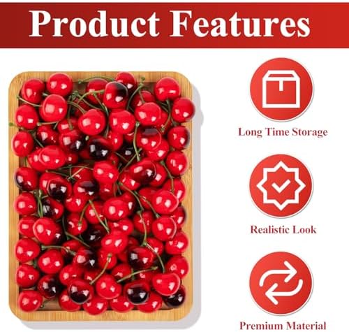 180Pcs Artificial Red and Black Cherries Decor