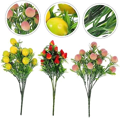 3Pcs Lifelike Artificial Fruit Branches Decor