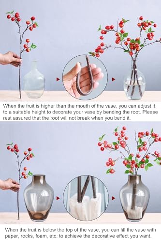 Forlaoers 4Pcs Artificial Berry Branches for Christmas Decor