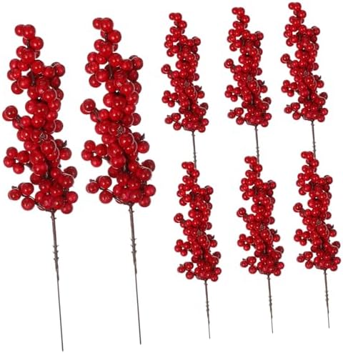 8PCS Artificial Red Berry Branches for Christmas Decor