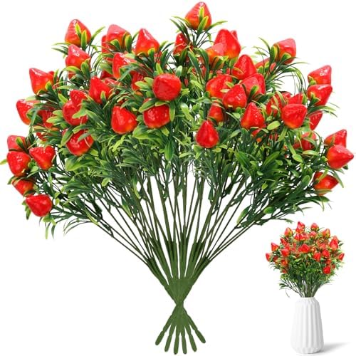 6Pcs Artificial Strawberry Plants for Table Decor
