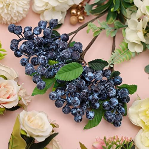 Artificial Blueberry Stems - 3 Pack for Centerpieces and Decor