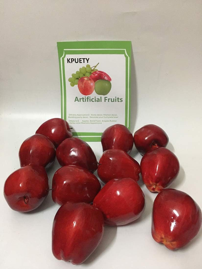 12Pcs Dark Red Artificial Apples for Home Kitchen Decoration