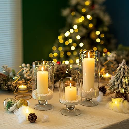 NUPTIO 3pc Set Clear Glass Vases for Centerpieces Decor
