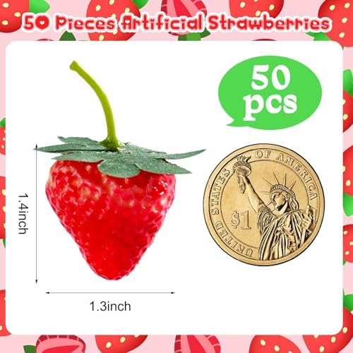 YimeBand Artificial Red Strawberries 50 Pcs