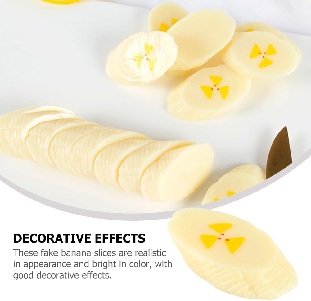 SAFIGLE 20 Pcs Fake Banana Slices Kitchen Decor Photography Props