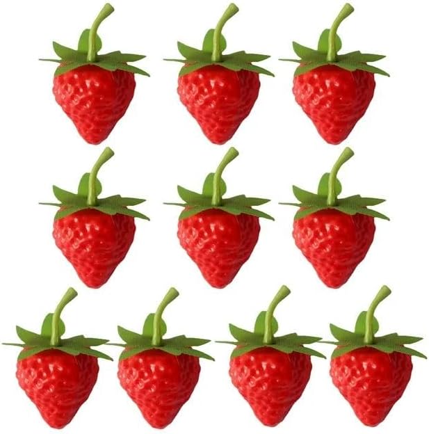 10 Pcs Red Lifelike Fake Strawberries Artificial Fruit Decor