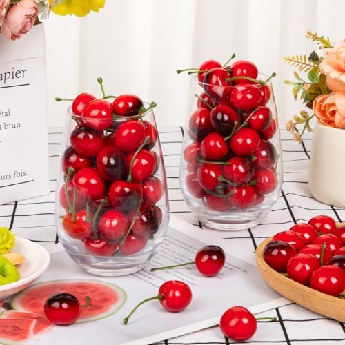 180Pcs Artificial Red and Black Cherries Decor