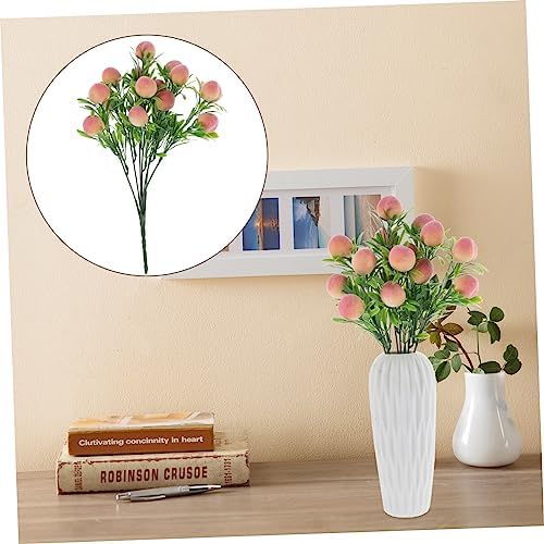 Artificial Peach Branches Vase Decor Set