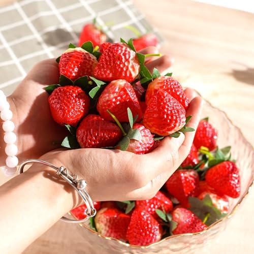 YimeBand Artificial Red Strawberries 50 Pcs