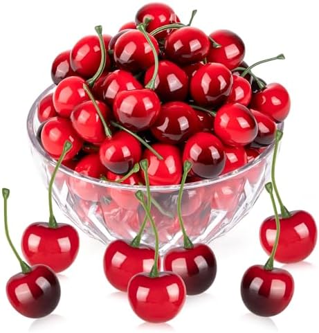 180Pcs Artificial Red and Black Cherries Decor