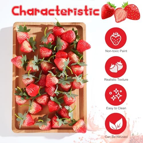 YimeBand Artificial Red Strawberries 50 Pcs