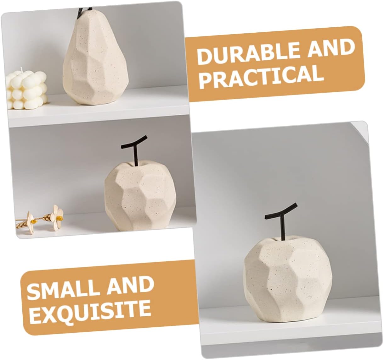 PRETYZOOM Unique Geometric Ceramic Apple Decor