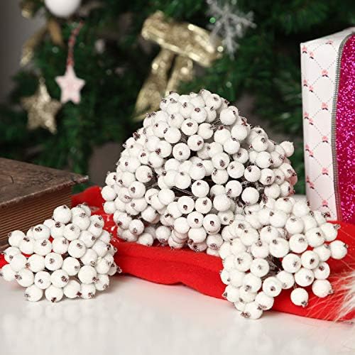 Tatuo 400 Piece Artificial Frosted Holly Berries Fall Decor
