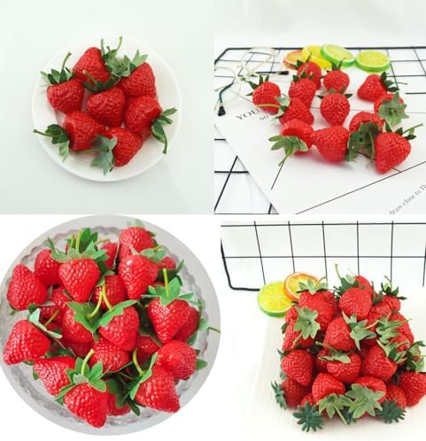 20pcs Artificial Red Strawberries for Party Decoration