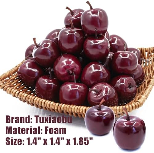 Tuxiaobu Lifelike Fake Apples 30 Pcs Red Artificial Fruit Decorations
