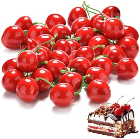Realistic Fake Cherries 26Pcs Artificial Fruit Decor